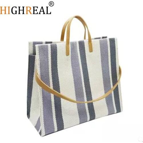 Large Shopping Bag Jumbo Canvas Totes Beach Bag Shoulder Bag Summer Striped Casual Totes 2019 Brand Drop Shipping Wholesale