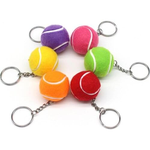 Tennis Keychain Soft Lovely Flocking Simulation Mini Keyring Sport Tennis Ball Key Holder Pendant Key Accessory