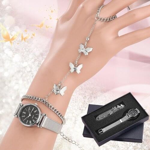 New Top Ladies Watch Silver Casual Women Quartz Watches Bracelet Set Gift for Female Relogio Feminino 2021