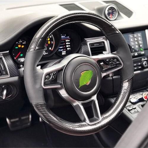 For Porsche Macan Cayenne 2015-2016 Carbon Fiber & Leather Steering Wheel Black Stitching Cover auto Parts car assessoires