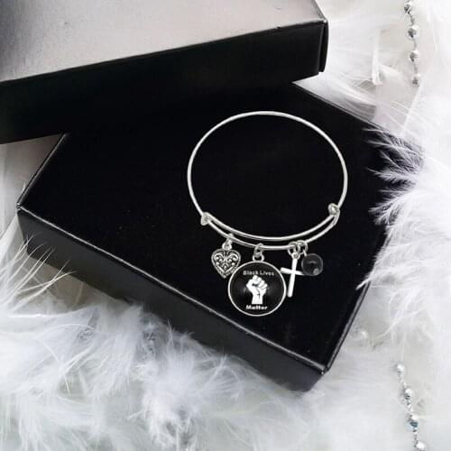 BLACK LIVES MATTER Bangles Jewelry I CAN'T BREATHE Bracelet Cross Round Pendent Charms Bracelets Bangle Unisex Wristband Bangle