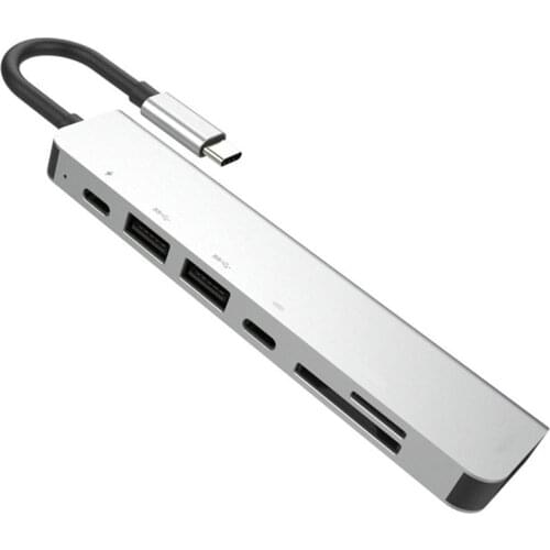 Type-c To High Definition 7-in-1 Type-c Hub Docking Station 4K Hdmi-compatible 3.1 HUB Fireproof Plastic Hub