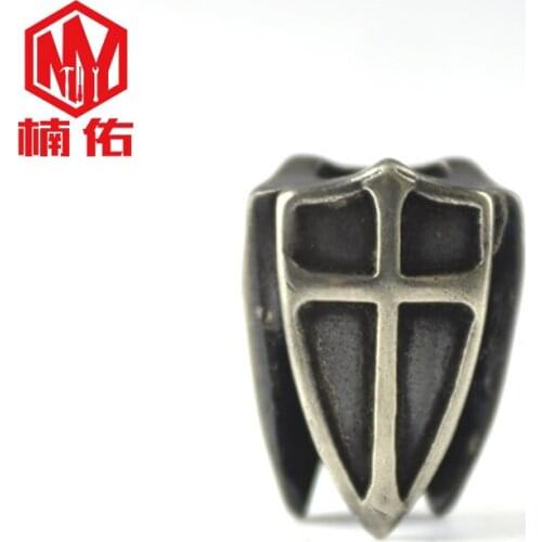 EDC Tool Cupronickel Shield Lanyard Bead Paracord Knife Bead Handmade DIY Hanging Zipper Accessories