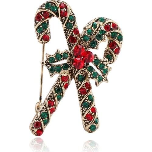 EEuropean and American fashion hot New Year clothes creative Christmas crutches brooch wholesale