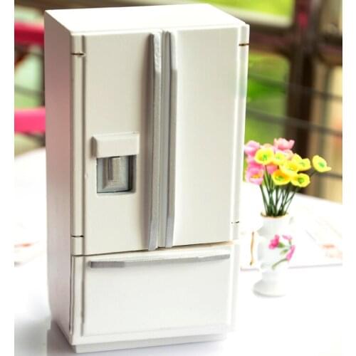 G07-X102 children baby gift Toy 1:12 Dollhouse mini Furniture Miniature rement Doll accessories double doors refrigerator 1pcs
