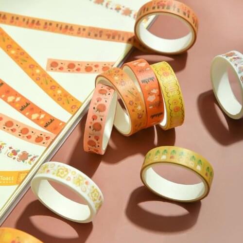 Ins Fresh Simple Washi Tape Set Color Sticky Decorative Masking Paper Tape DIY Decoration Office Stationery Scrapbook 5PCS