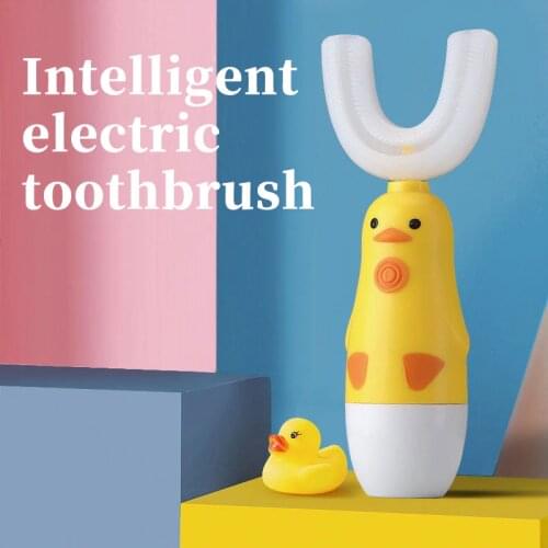 Lntelligent Electric Toothbrush Automatic Ultrasonic 360 Nano Silicone U Shaped Battery Power Teethbrush Children Home Health
