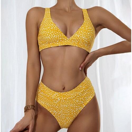 Yellow Bikini Swimwear Women Swimsuit 2021 Dot Brazilian Bikini Set Push Up Bathing Suit Female Summer Beach Wear SW474