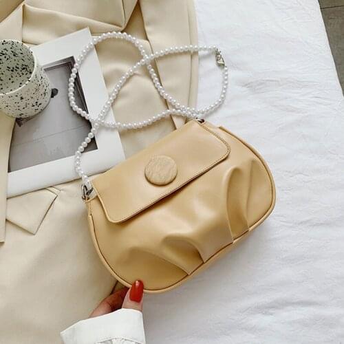 Summer Casual Trend Handbags For Women High Quality Designer Pu Leather Shoulder Bag Simple Pleated Female Crossbody Bag