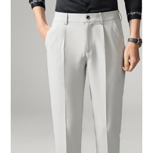 2021 spring summer mens high-quality suit nine-point pants men fashion business casual trousers formal office beige black Pants