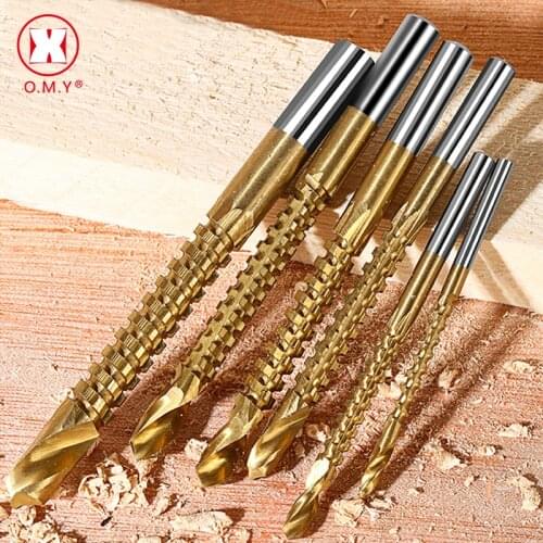 6pcs 3-8mm Titanium Coated HSS Drill Bit Electric Drill Plastic Metal Hole Grooving Drill Saw Carpenter Woodworking Tools