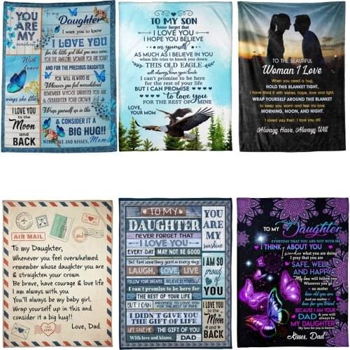 Text Throw Blanket Warm Encourage Sweet Words Blanket Comfortable Sofa Nap Body Wrap Best Bedding Gift for Wife Daughter