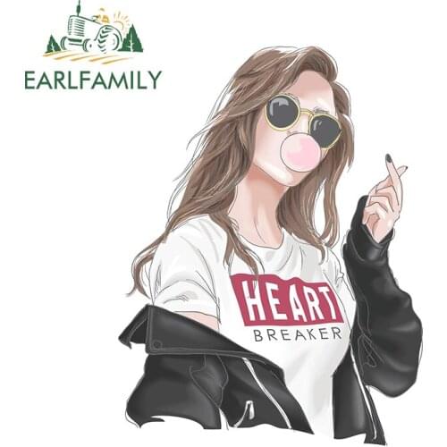 EARLFAMILY 13cm x 9.8cm For Heart Breaker Girl Creative Car Sticker Waterproof Graffiti Decal Trunk Air Conditioner Decoration