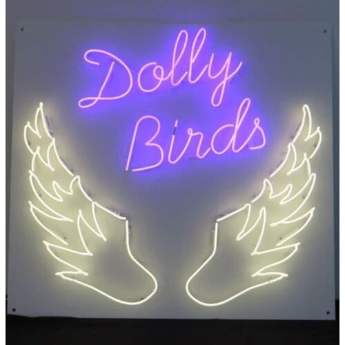 Neon Sign For Dolly Birds wings handcraft Glass Tubes beauty salon Commercial Lamp resterant business display Iconic super light