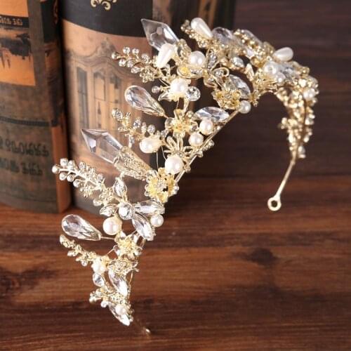 New Bride Headdress Baroque Golden Crown Bride Princess Crown Wedding Accessories Crown Hair Accessories