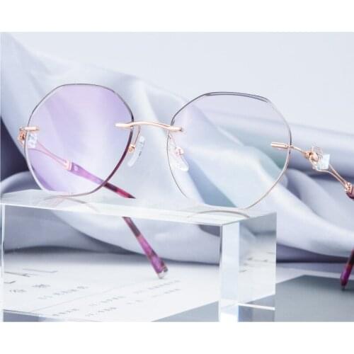 Myopic Spectacles Female Rimless Spectacles Retro Ultra-light Diamond Trimming