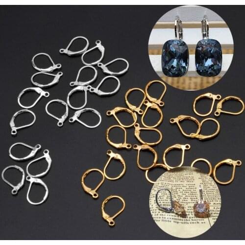 50Pcs Lever Back DIY Earring French Hooks Ear Wire Open Loop for Jewelry Making