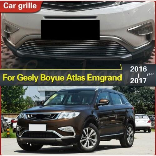 Stainless Steel Car Front Grill Bumper Strip racing grill Grill cover for Geely Boyue Atlas Emgrand 2016 2017 Accessories