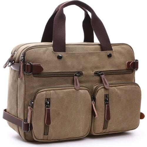 Male Casual Travel Bag Canvas Business Briefcase Portable Messenger Bag Large Size Can Hold 17-inch Laptop bolso
