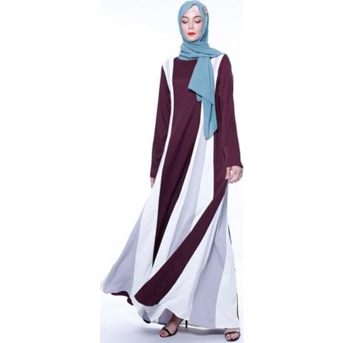 Summer A-Line Flare Long Sleeve Color Contrast Stripe Missjoy Abaya Women Dress Casual O Neck European Clothing Caftan Marocain