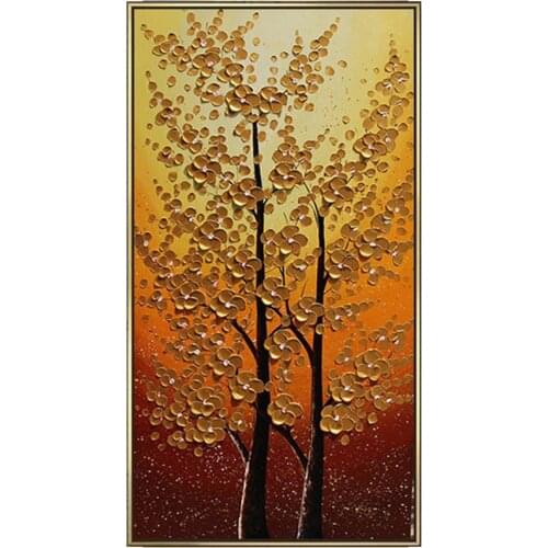 Hand Painted Knife Oil Painting On Canvas Tree Landscape Reflection 3d Paintings For Living Room Modern Abstract Art Decorative