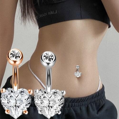 Belly Button Earrings Belly Piercing Steel Belly Button Ring Crystal Piercing Belly Button Heart Piercing Body Jewelry Piercing