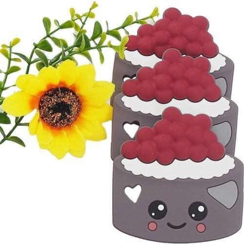 Chenkai 10PCS BPA Free Silicone Cake Shaped Teethers Food Grade For Baby Dummy Chewable Nursing Pacifier Chain Accessories