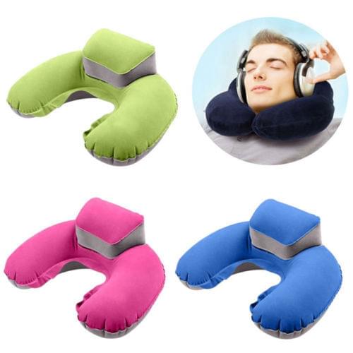 Foldable U-shaped Neck Support Pillow Inflatable Cushion Travel Air Plane Sleep Cushion Travel Inflatable Pillow