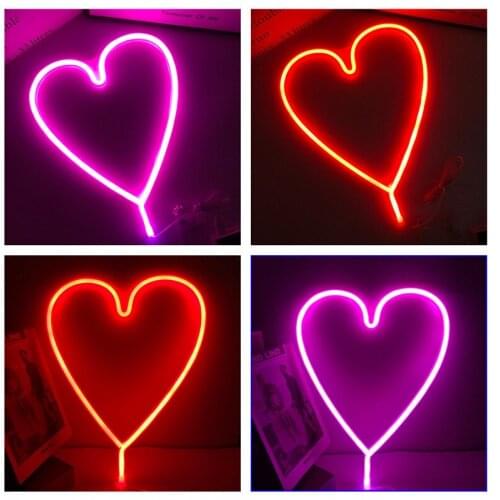Led Neon Light Colorful heart Neon Sign for Room Home Party Wedding Decoration Xmas Gift Neon Lamp Room Angel Heart LED Light