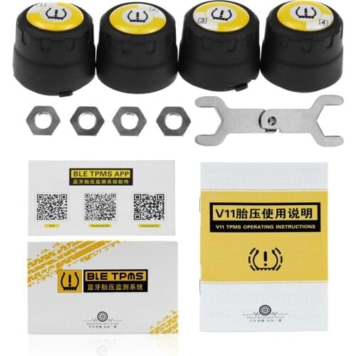 TPMS Bluetooth 4.0 universal external tyre pressure sensor V11 support Android & IOS phone Wireless 4 external Sensors With APP
