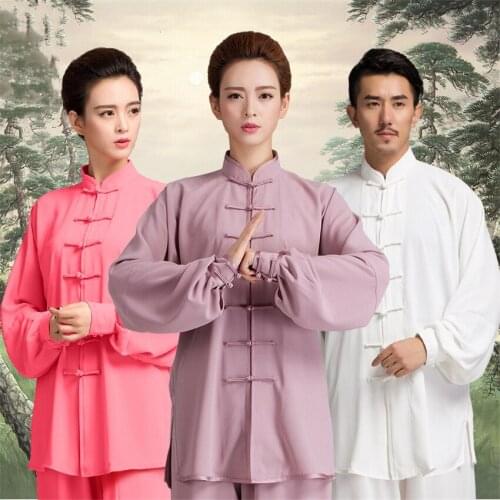 Traditional Chinese Kung Fu Uniform Unisex Adult Tang Suit Tai Chi Suit Long Sleeve Wing Chun WuShu Morning Exercise Costumes