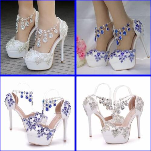 Crystal Queen Rhinestone Sandals Pumps Shoes Women Sweet Luxury Platform Wedges Shoes Wedding heels High Crystal Tassel