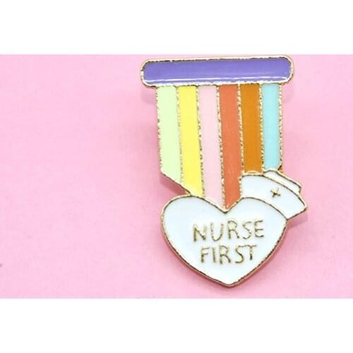 Creative Personality Nurse Badge Cartoon Color Nurse Hat Enamel Brooch Fashion Charm Medical Care Jewelry Accessories Gift