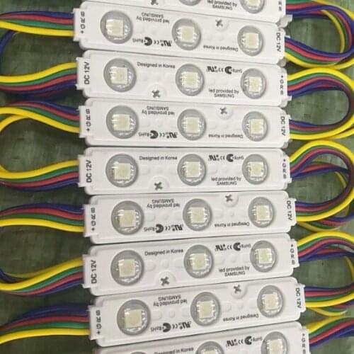Injection with lens RGB LED module SMD 5050 waterproof LED advertising light module RGB DC12V 0.72W 3 led IP66 75mm*15mm*5mm