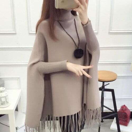 Fringed Cloak Loose Knit Cape Wrap Tassels Poncho Sweater Boss Bat Sleeved Jackets Bat Shirts Tops Blouse FC280