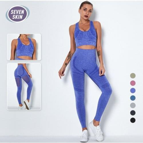 SEVEN SKIN Women Yoga Set Clothing Seamless Sportswear Fitness Crop Top Gym Leggings High Wiast Pants Workout Shirts Sport Suit