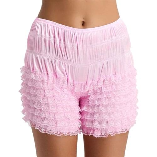 TiaoBug Women Lingerie Tiered Ruffle Lace Dance Performance Bloomers Frilly Knickers Super Soft Stretchy Women Underwear Panties