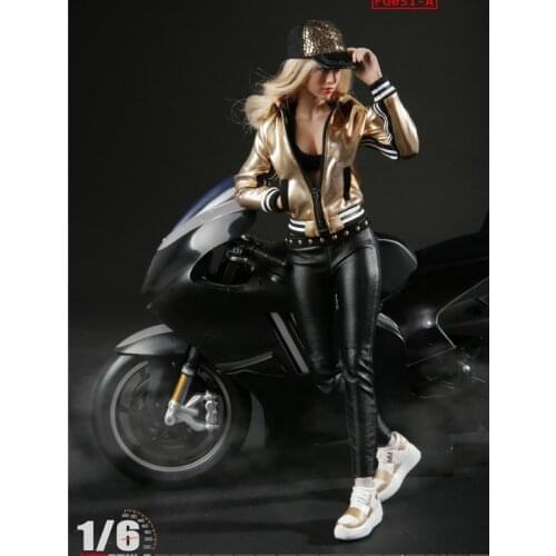 1/6 Scale Toy Model Motorcycle Suit Leather Jacket Leather Pants Suit Top Model Toy for 12" Action Figure Body Doll Accessory
