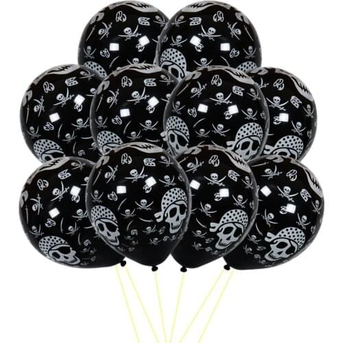10pcs 12inch skull latex balloons Halloween pirate air globos pirates theme birthday party decoration supplies kids toys black