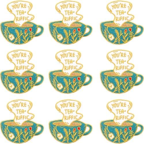 10Pcs/Lot Cartoon Patch Iron On Patches For Clothes Coffee Embroidered Patches For Clothes Bottle Patch Sew On Clothing Applique