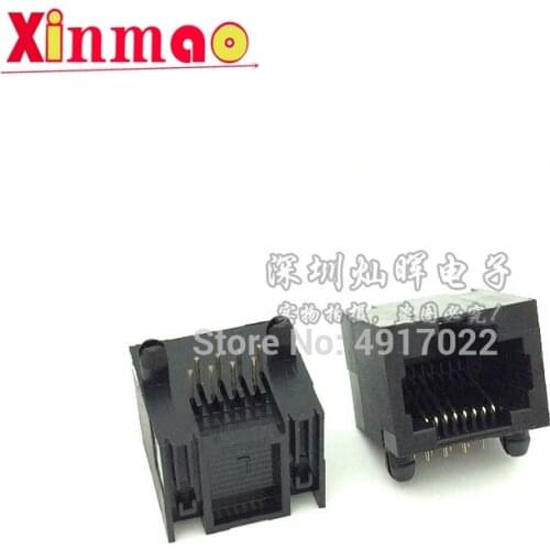 10pcs RJ45 Plastic Shell 8p8c Crystal Head Connector Single Head Socket 15mm Long 90 degree Bent Foot Horizontal Type 5JA Hot