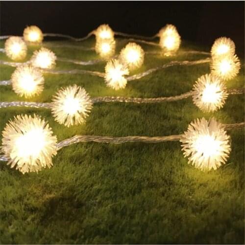 2pcs Luminaria 4M 20LED Bulb Furry Ball String Lights Edelweiss Snowflake Outdoor Holiday Lighting Garland Wedding party Decor