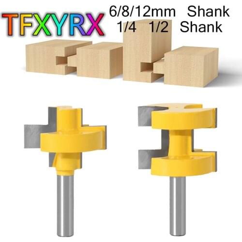 2pcs Square Tooth T-slot Router Bit Set Carving Knife Tenon Milling Cutter for Wood Woodworking Tools 6mm 8mm 12mm 1/4 1/2 Inch