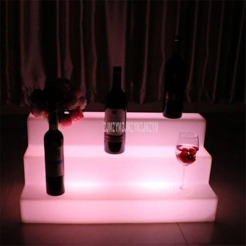 3 Layer Led Light Wine Cocktail Display Stand Rack Remote Control PE Plastic Colorful Color Charging For Night Club Bar KTV