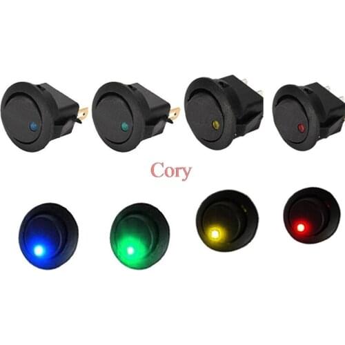 4pcs LED Point Lamp Switch DC 12V Car Auto Boat 3 Pins SPST: ON-OFF round rocker switch Round Toggle Switch CZYC