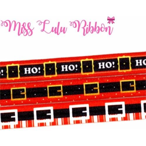 5/8"16mm Christmas Stripes Series Snow Printed Elastic Ribbon Hair Band Making 50yards/roll DIY Party Home Decor