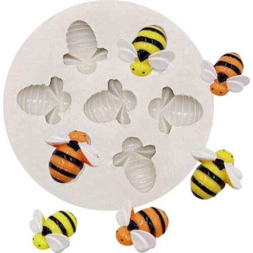 7 Cavities Mould Soap Mold Decorator Bees 3D Silicone Molds Fondant Craft Cake Candy Chocolate Sugarcraft Ice Pastry Baking Tool
