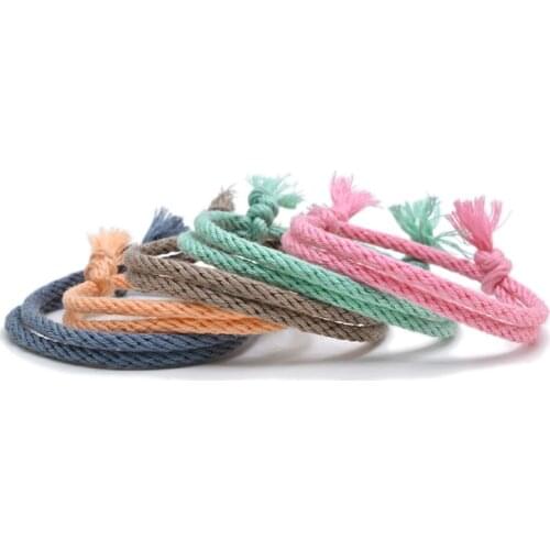 Lucky Pure Colour Rope Bracelet For Women Men Handmade Woven Cotton String Bracelet Couple Friendship Jewelry 14 Colors 2021