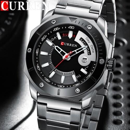 CURREN Men Watch Top Brand Luxury Silver Military Army Waterproof Male Clock Stainless Steel Quartz Sport Man Wristwatch 8344
