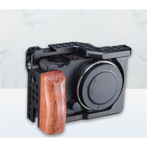 Camera Cage with Wooden Handle Microphone Light Cold Shoe Mount for SIGMA FP Camera Accessoires